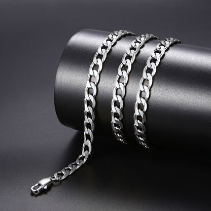 Cuban Curb Chain & Skull Layered Necklaces Set for