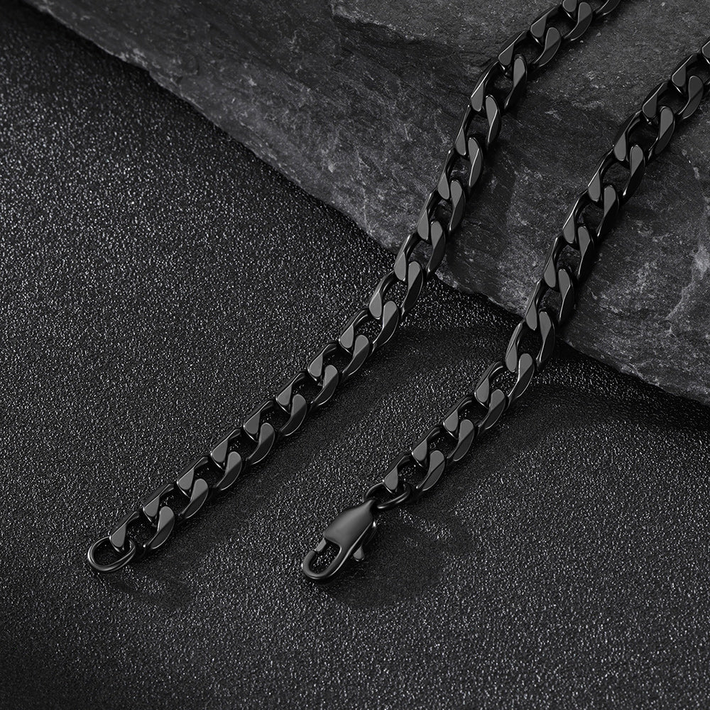 Cuban Chain & Eboy Razor Blade Necklace Set for