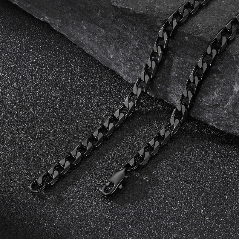 Cuban Chain & Joshua 1:9 Dog Tag Necklace Set for