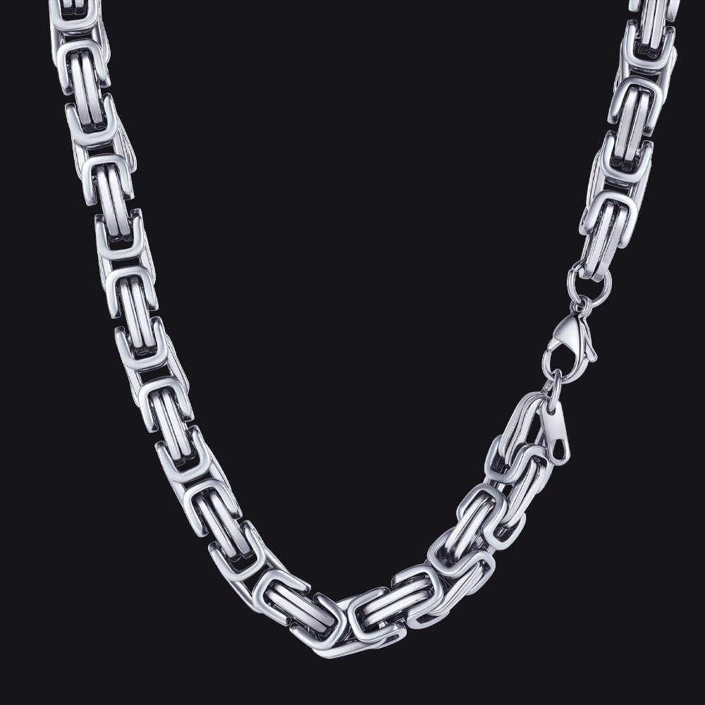 Stainless Steel Byzantine Chain Necklace for