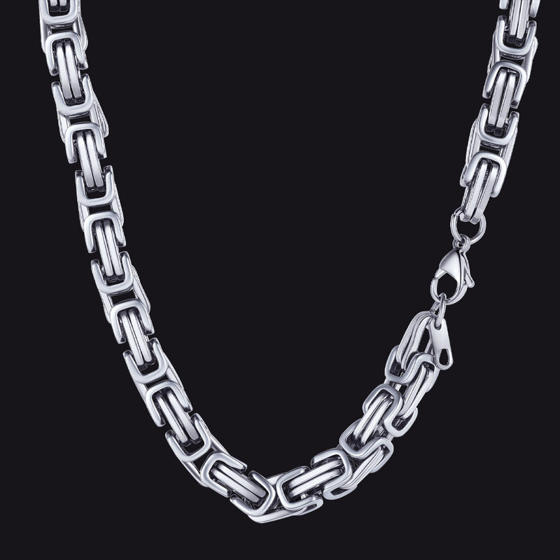 Stainless Steel Byzantine Chain Necklace for