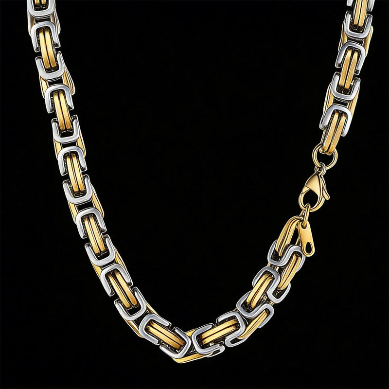 Stainless Steel Byzantine Chain Necklace for