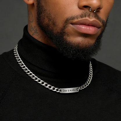 Personalized Engraved Nameplate Cuban Chain Choker Necklace for