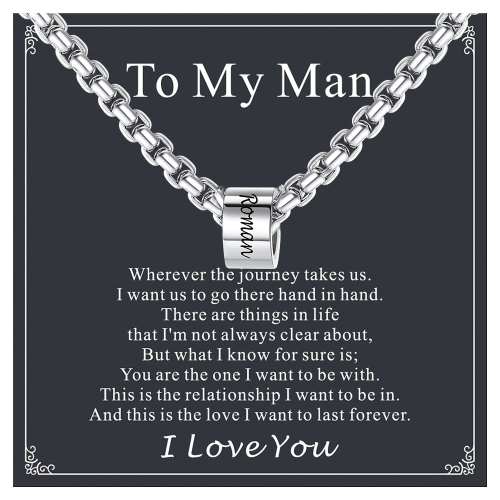 Customized Engraved Name Beads Chain Necklace for