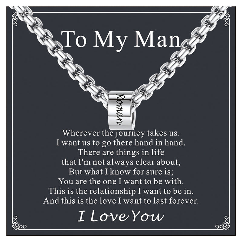 Customized Engraved Name Beads Chain Necklace for