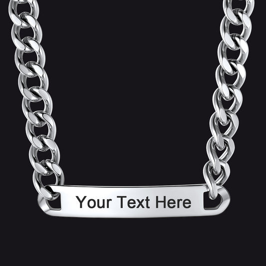 Personalized Engraved Nameplate Cuban Chain Choker Necklace for