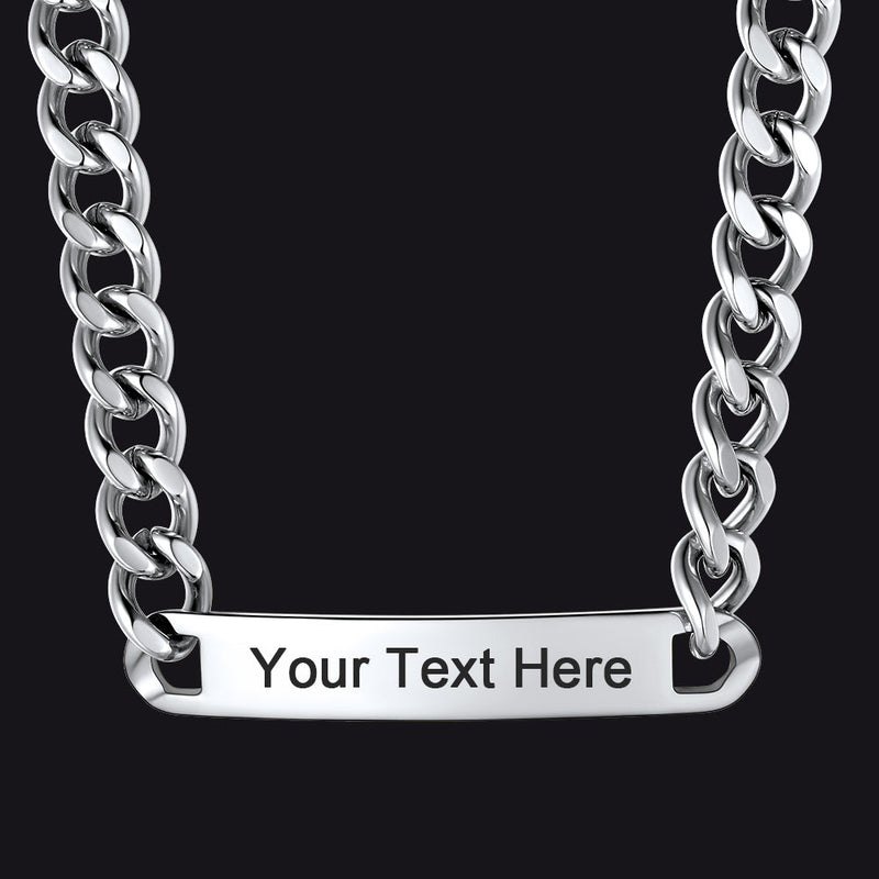 Personalized Engraved Nameplate Cuban Chain Choker Necklace for