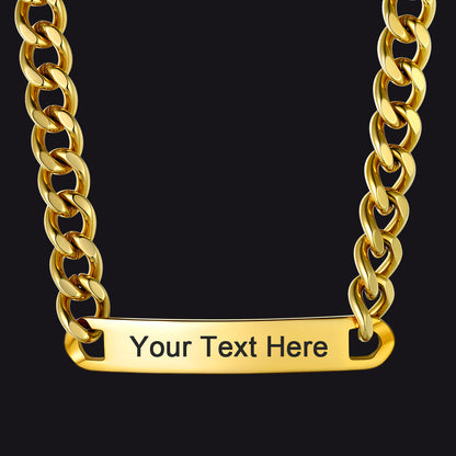 Personalized Engraved Nameplate Cuban Chain Choker Necklace for