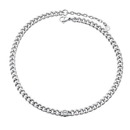 Birthstone Cuban Link Choker Chain Necklace for