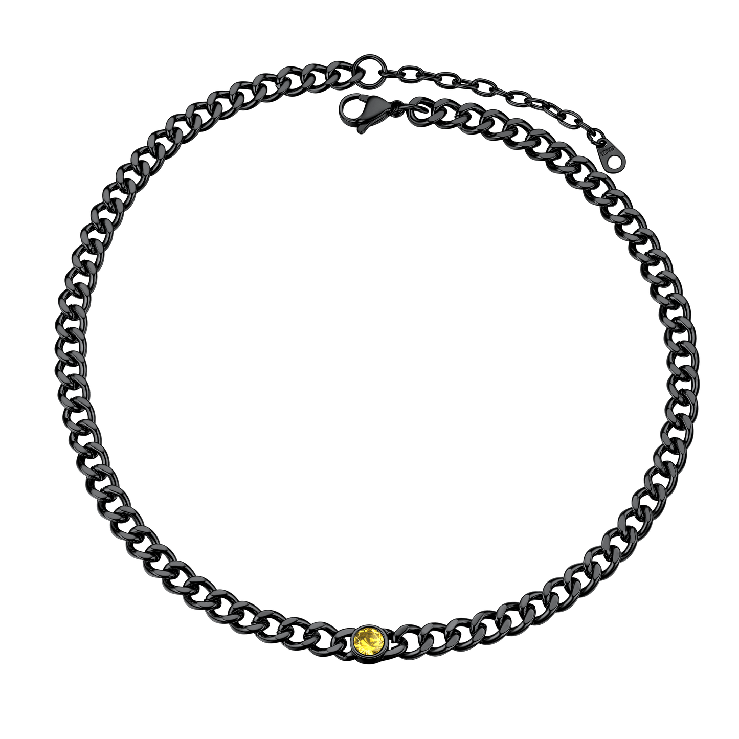 Birthstone Cuban Link Choker Chain Necklace for