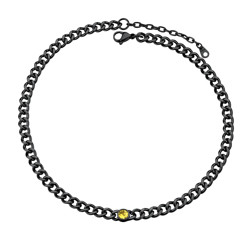 Birthstone Cuban Link Choker Chain Necklace for