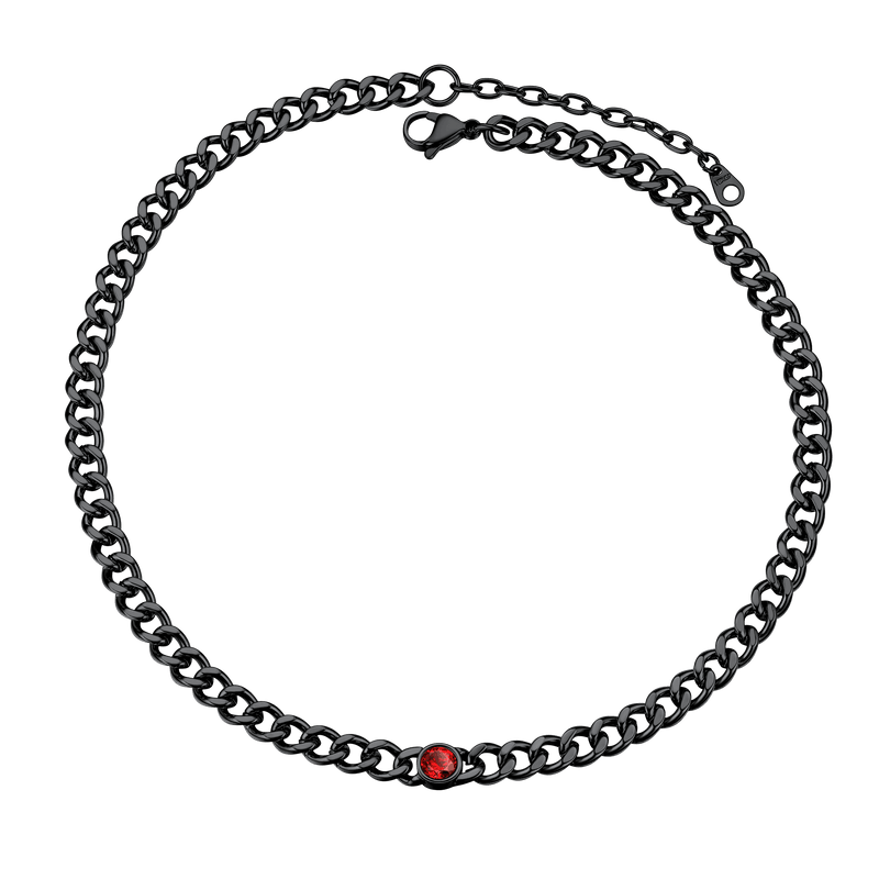 Birthstone Cuban Link Choker Chain Necklace for