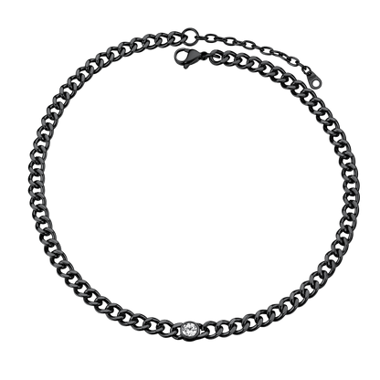 Birthstone Cuban Link Choker Chain Necklace for