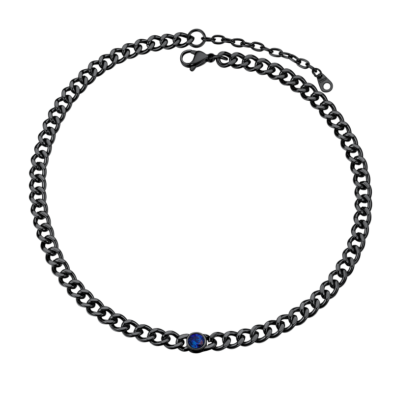Birthstone Cuban Link Choker Chain Necklace for