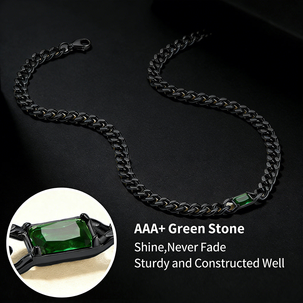 7mm Cuban Link Choker Necklace With Birthstone for