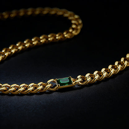7mm Cuban Link Choker Necklace With Birthstone for