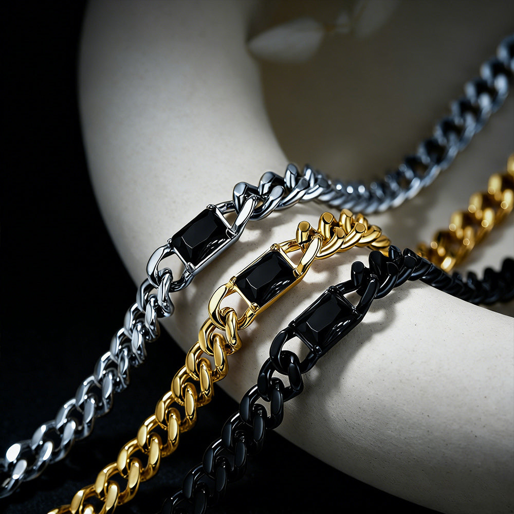 7mm Cuban Link Choker Necklace With Birthstone for