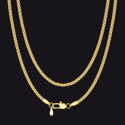 Flat Box Link Chain Stainless Steel Necklace for