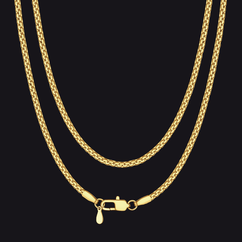 Flat Box Link Chain Stainless Steel Necklace for