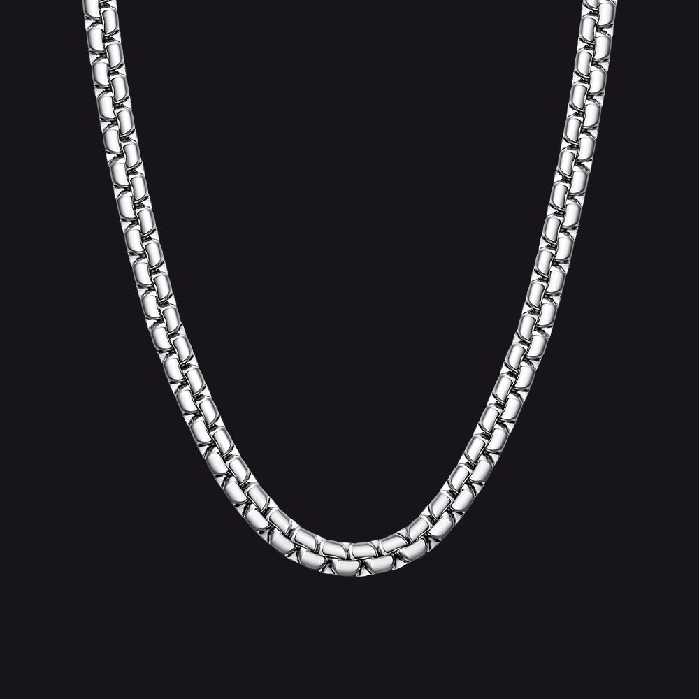 Flat Box Link Chain Stainless Steel Necklace for