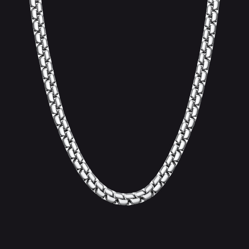 Flat Box Link Chain Stainless Steel Necklace for
