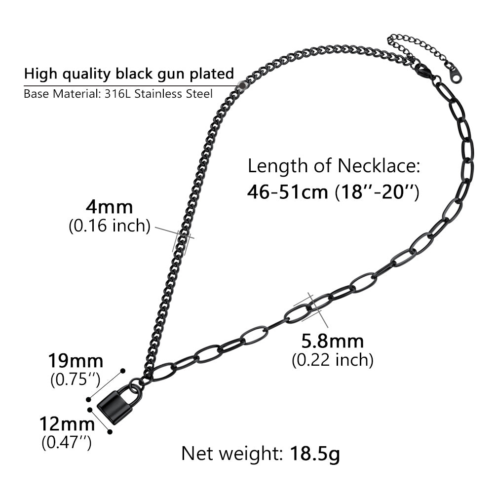 Handcuff Padlock Pendant Curb Chain Necklace for