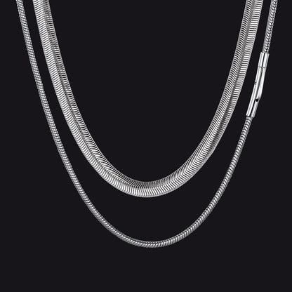 2mm Thin & 8mm Bold Snake Chain Set for