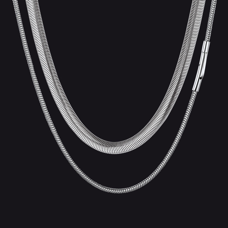 2mm Thin & 8mm Bold Snake Chain Set for
