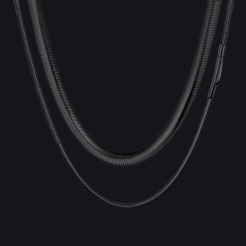 2mm Thin & 8mm Bold Snake Chain Set for