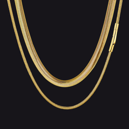 2mm Thin & 8mm Bold Snake Chain Set for