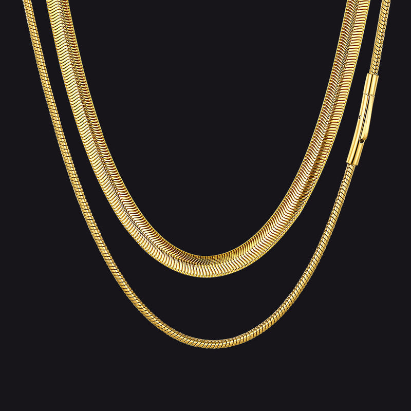 2mm Thin & 8mm Bold Snake Chain Set for