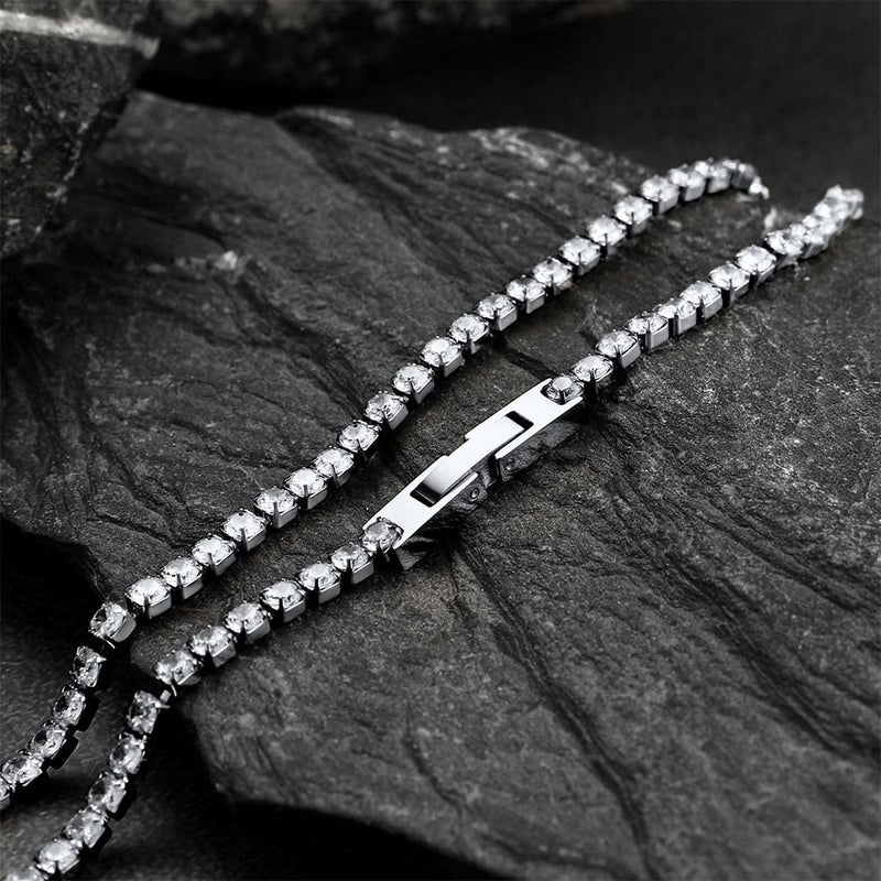 Cz Diamond Cut Tennis Chain Necklace for