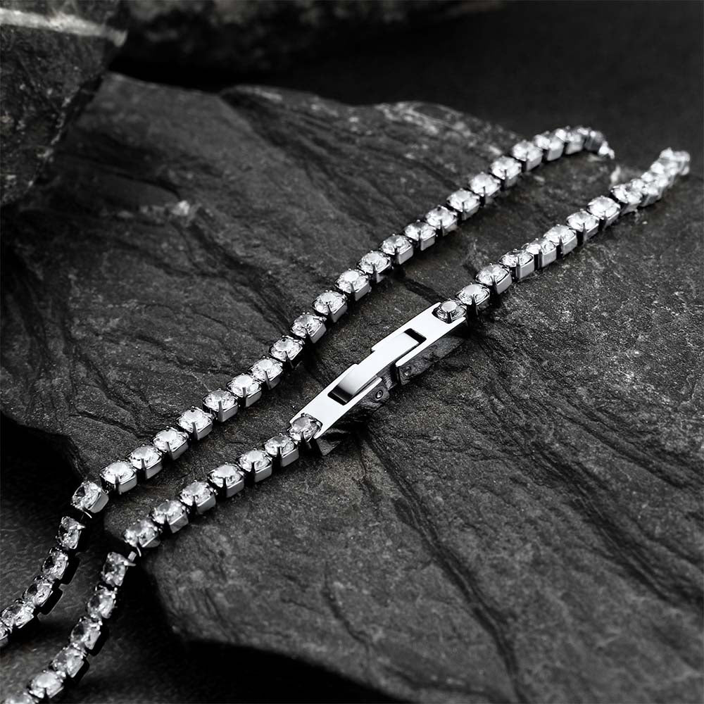 Cz Diamond Cut Tennis Chain Necklace for