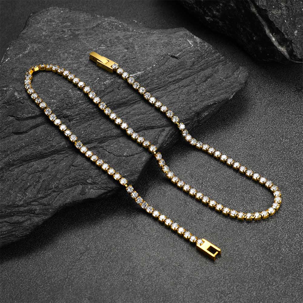 3mm Cz Diamond Cut Tennis Chain & Bracelet Set for