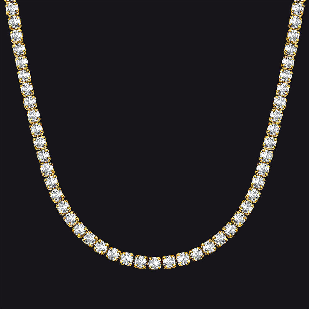 Cz Diamond Cut Tennis Chain Necklace for