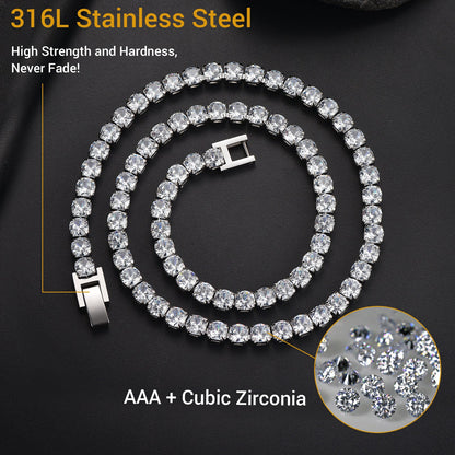 Cz Diamond Cut Tennis Chain Necklace for