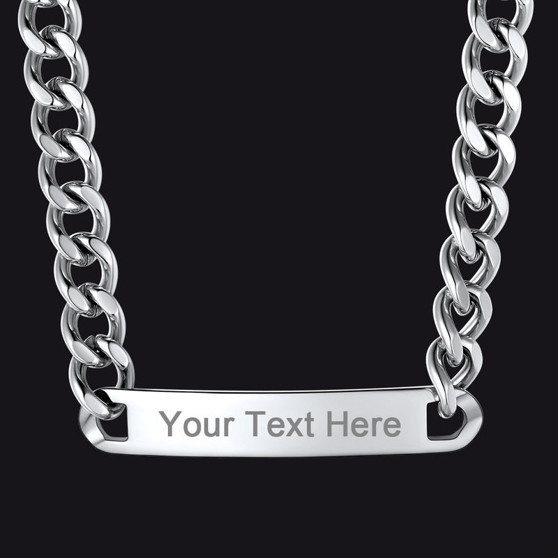 Personalized Engraved Nameplate Cuban Chain Choker Necklace for
