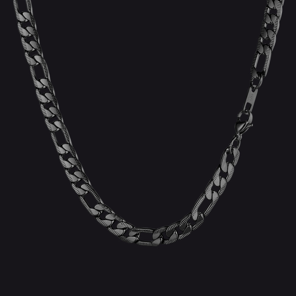 7mm Stainless Steel Figaro Link Chain Necklace for