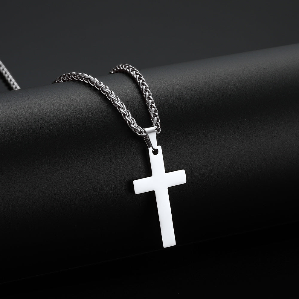 Miami Cuban Chain & Cross Layered Necklaces Set for
