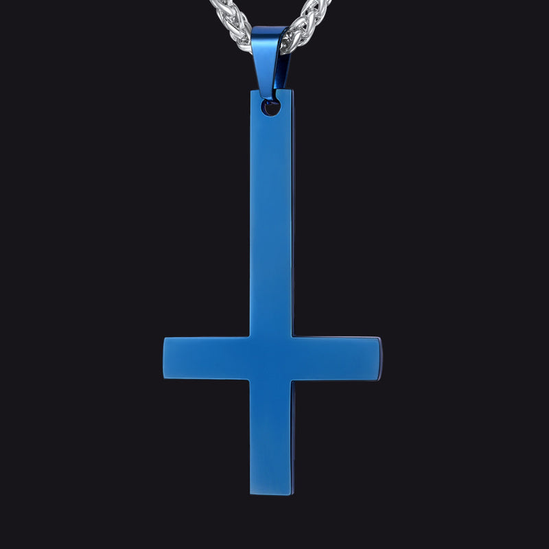 Stainless Steel Inverted Cross Pendant Necklace for