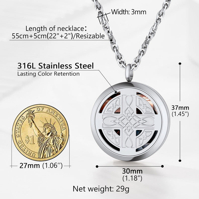 Custom Picture Celtic Knot Cross Locket Aromatherapy Essential Oil Necklaces for