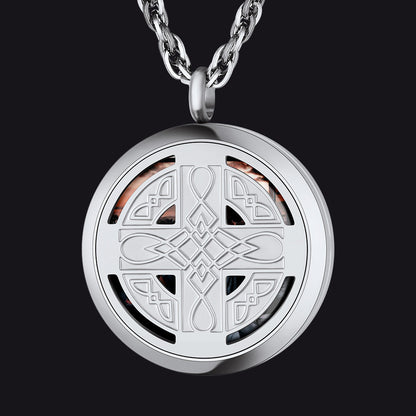 Custom Picture Celtic Knot Cross Locket Aromatherapy Essential Oil Necklaces for