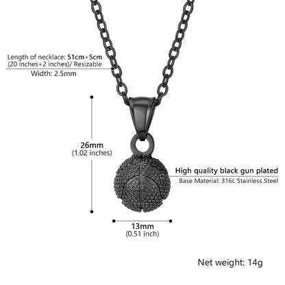 Basketball Necklace Sports Pendants for Ball Fans