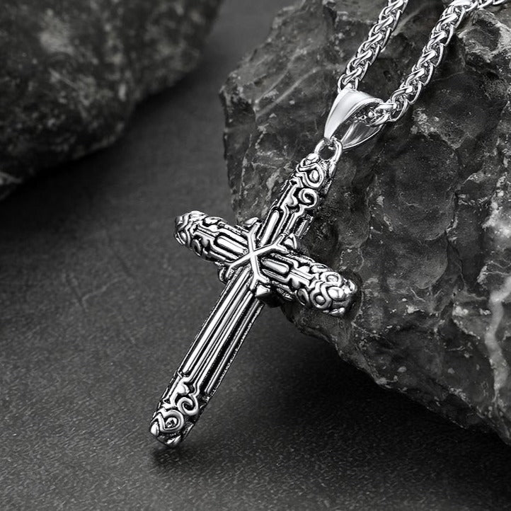 Christian Monkey King Stick Cross Necklace for