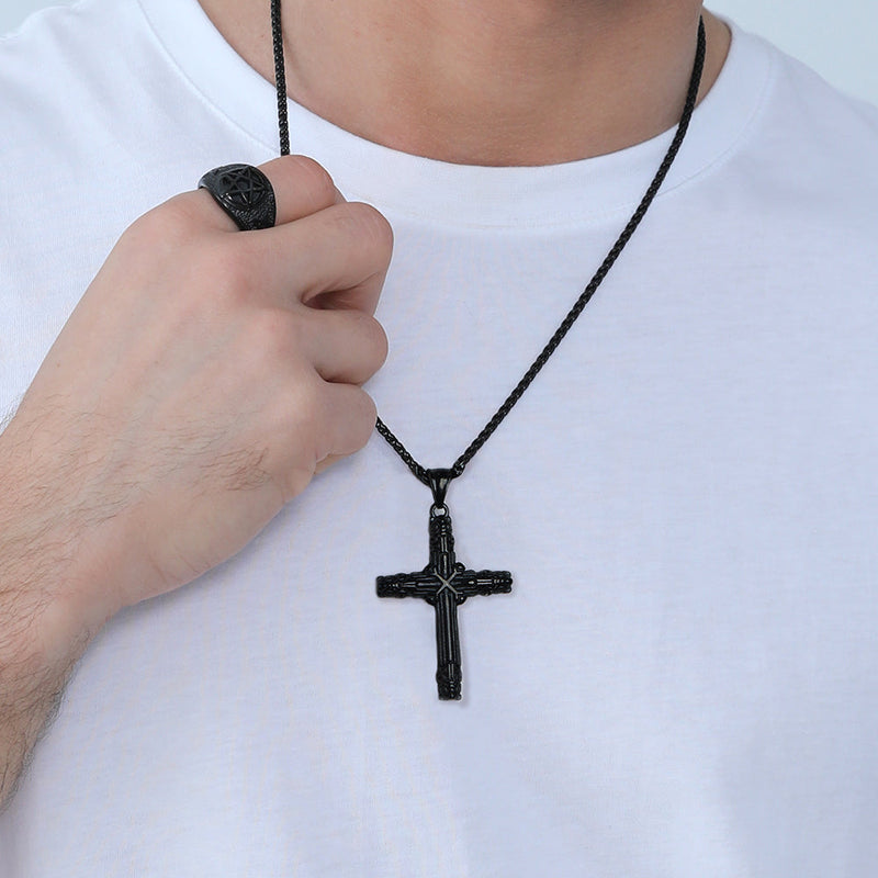 Christian Monkey King Stick Cross Necklace for