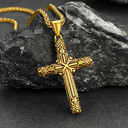 Christian Monkey King Stick Cross Necklace for