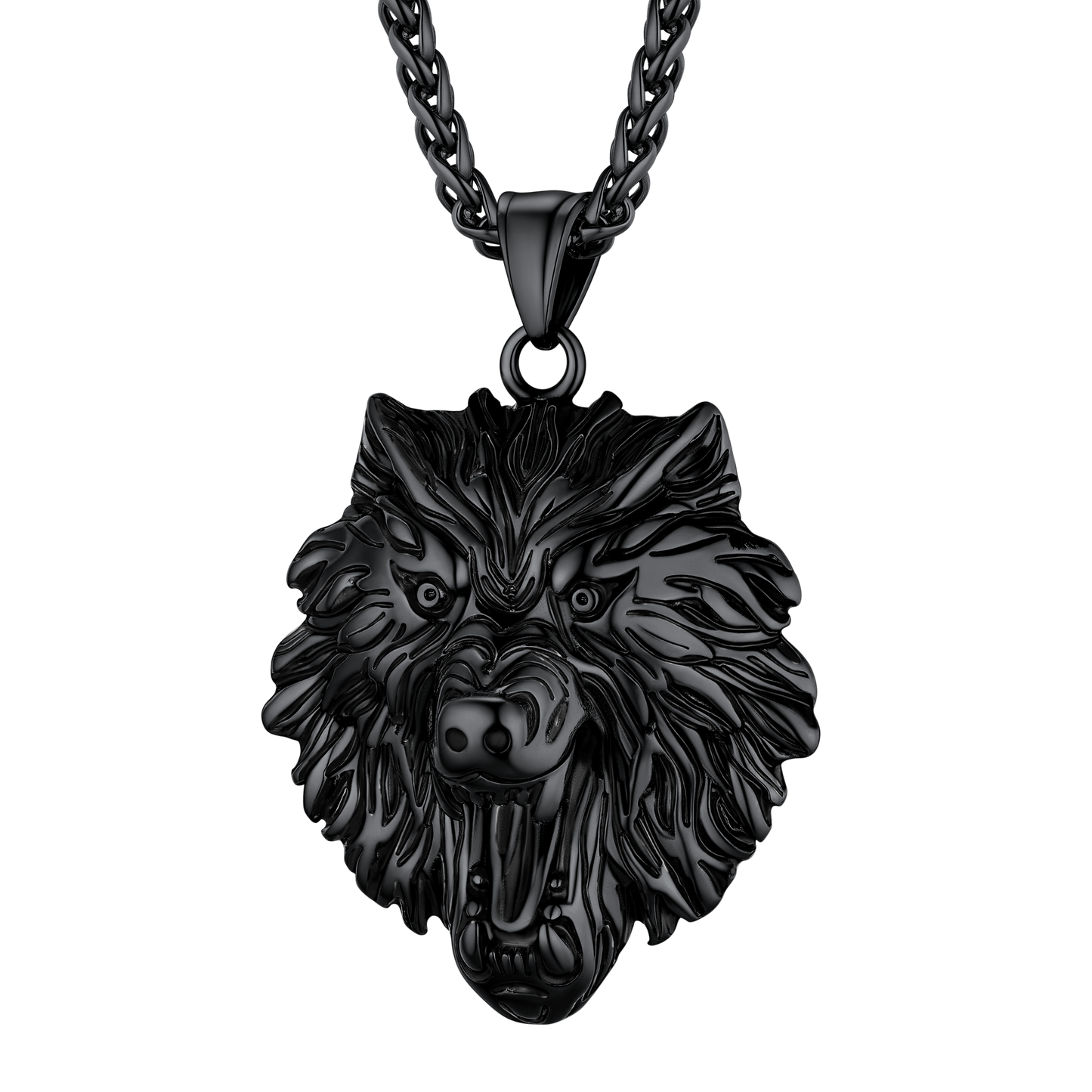 Flash Stainless Steel Fierce Wolf Head Necklace for Man