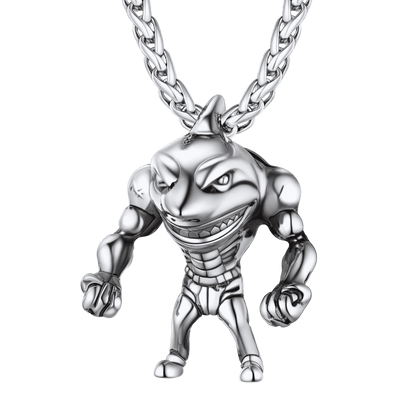 Punk Masculine Shark Necklace in Stainless Steel