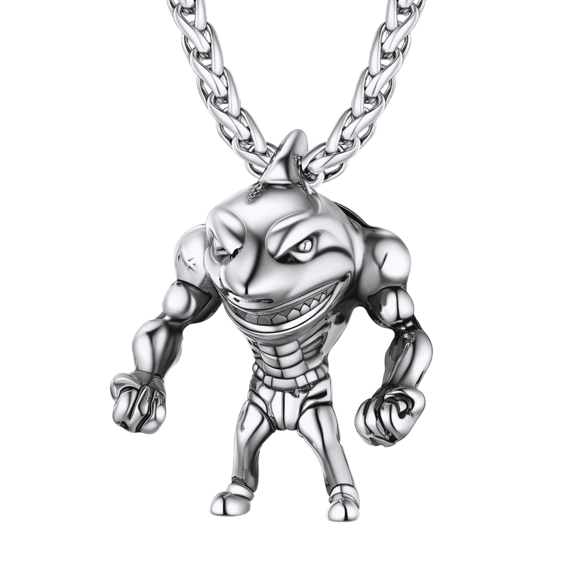 Punk Masculine Shark Necklace in Stainless Steel