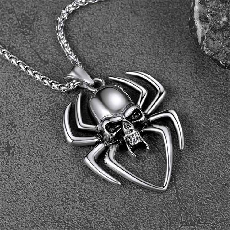 Halloween Skull Spider Necklace for